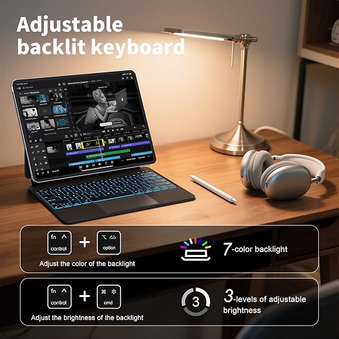 Otuoor iPad Pro 13-inch Case with Keyboard (M5 2025/M4 2024), Uninterrupted View, Snap Tight, Magic Keyboard iPad Pro 13-inch with Comfort Angle, Effortless Command, Black