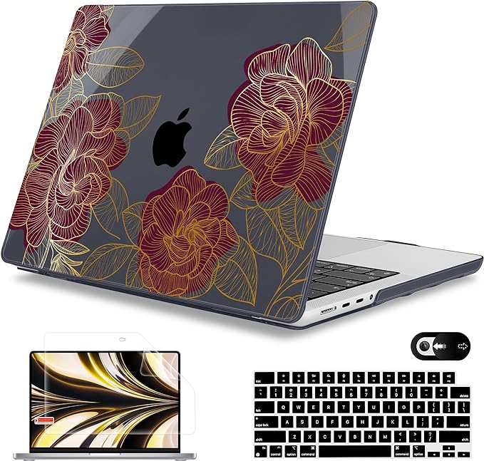 Mektron Case for 2026 M5 MacBook Pro 16 inch A3429 A3428 M4 A3403 A3186 M3 A2991 M2 A2780 M1 A2485 (2021-2025) Pro/Max with Liquid Retina XDR, Hard Shell Plastic Laptop Cover, Golden Rose