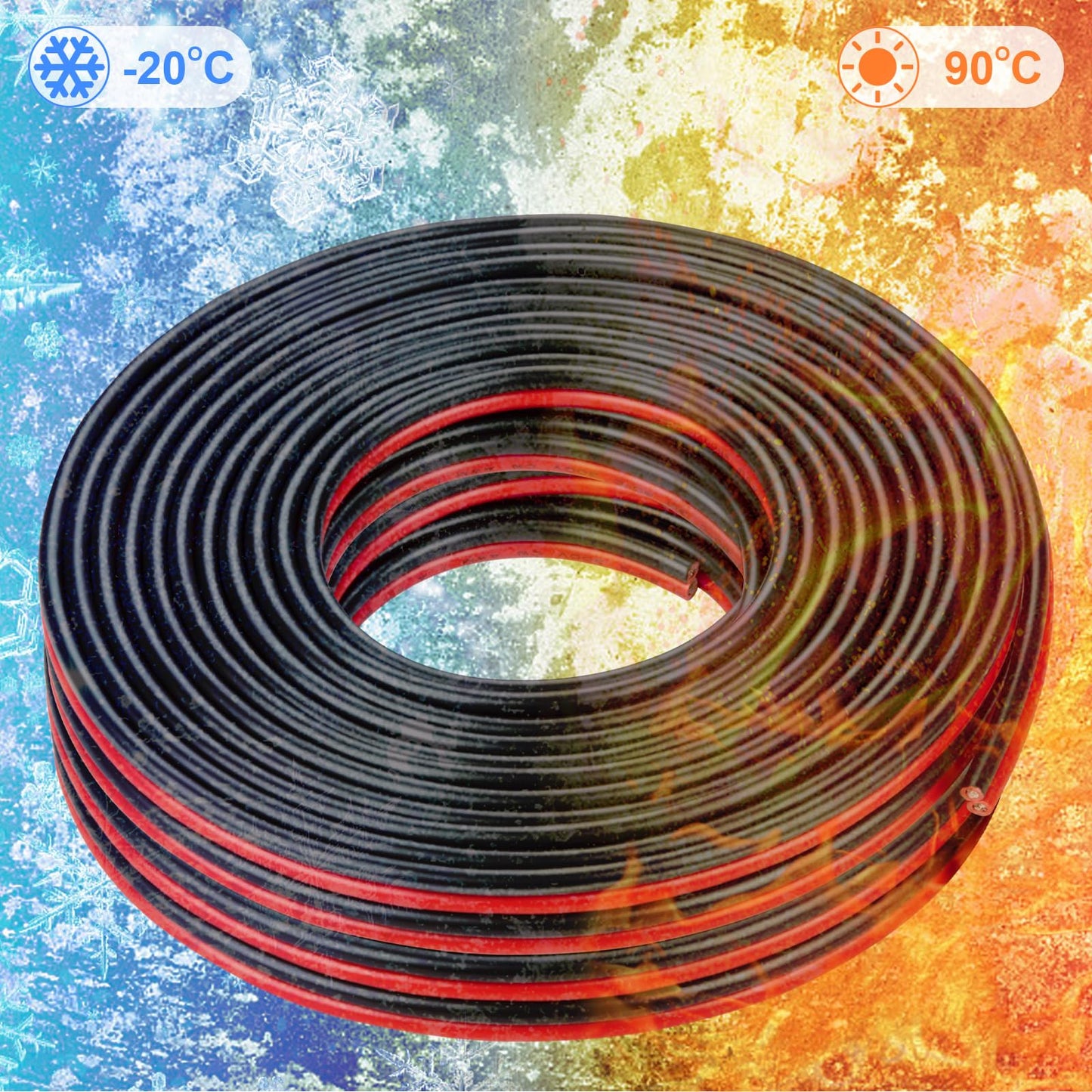 Shirbly 12AWG Tinned Copper Electrical Wire - 50FT, 2 Conductor Parallel, Black, PVC Insulated, Solar Panel, LED, Automotive, RV, Inverter Compatible