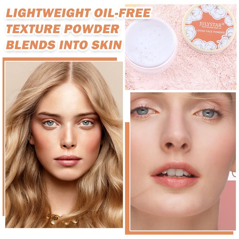QIUFSSE Setting Powder Loose Face Powder Matte Soft Smooth Oil Control Long Lasting Loose Setting Powder Makeup For Natural Flawless #01 Translucent