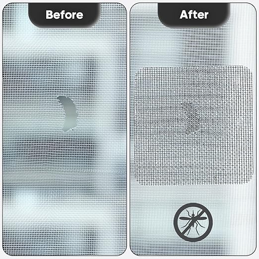 Secopad 28 Sheets Window Screen Patches Repair Kit, Black 3 Sizes Window Screen Repair Kit for Mesh Screen Door, Strong Adhesive Fiberglass Quick Screen Repair Tape