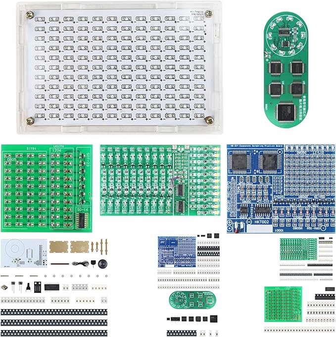 YIDAB Soldering Practice Kit 5in1 DIY Music Spectrum Senior SMD Two-sided SMT Circular LED 0805 Small SMD Circuit Kit Learn Soldering Kit For Beginners
