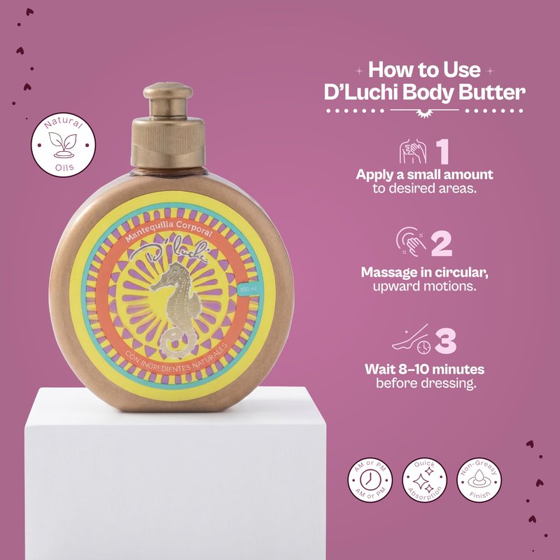 Kaba D'Luchi Body Butter Made With Natural Coconut Oil and Vitamin E, Provides Intense Nourishment & Hydration, Moisturize Skin, With Golden Glitter, 10 Oz