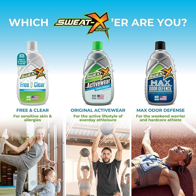 SWEAT X Original Activewear Laundry Detergent Liquid - Natural Washing Detergent for Activewear & Gym Clothes - Non Toxic Laundry Detergent for Sensitive Skin - Concentrated, 45 Loads (2 Bottles)