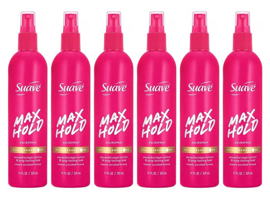 Suave Hairspray Max Hold - 11 Ounce Pump | Long-Lasting Hold, Pack of 6