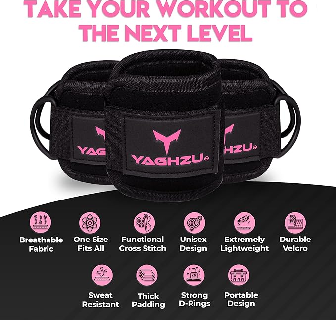 YAGHZU Ankle Straps for Cable Machines Women, Glute Kickback Cable Machine Attachments, Gym Ankle Cuffs, Wrist Cuffs for Workout, Leg Training Accessory, Fitness Gear for Home or Gym