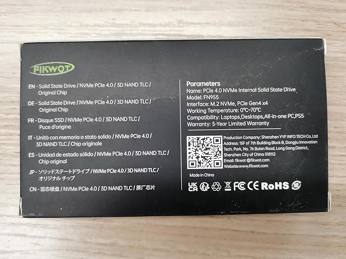 Fikwot FN955 4TB NVMe SSD M.2 2280 PCIe Gen4x4, Up to 7300MB/s, 3D NAND TLC Flash Internal Solid State Drive, Configure SLC Cache, Storage and Memory Expansion for PS5 Laptop Desktop