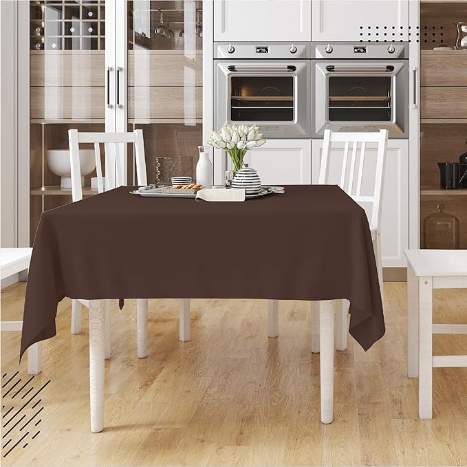 Encasa XO Dining Table Cover | 56"x56" Cotton Canvas Square Tablecloth | Machine Washable, Dark Taupe Table Cloth for Indoor & Outdoor Dining, Durable, Easy-Care | Suitable for Any Occasion