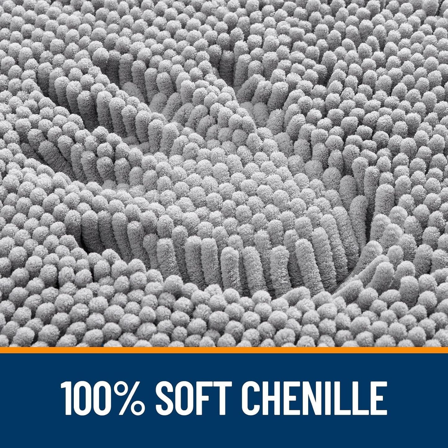 OLANLY U-Shaped Toilet Rug - Extra Soft Chenille, Quick-Dry, Non-Slip Bath Mat | 20x20, Grey