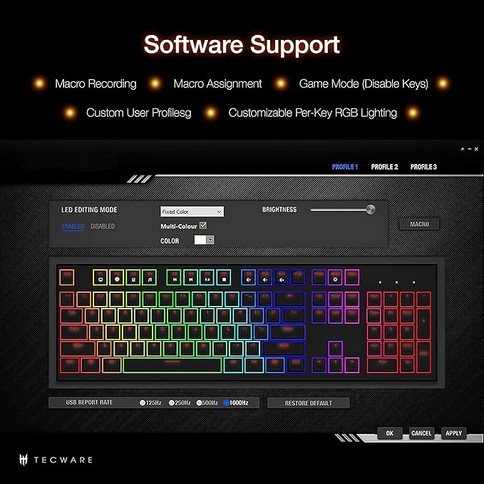 TECWARE Phantom+ Elite 87 Key RGB Mechanical Gaming Keyboard | 3 Mode Wireless Bluetooth 5.0 2.4GHz & USB C Wired | Hot Swappable 5 Pin | Double Shot PBT Keycaps | Wraith Pink Switch - White
