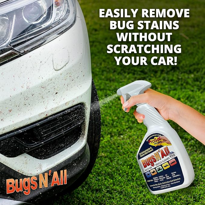 Bugs Nâ All Multipurpose Car Cleaner & Degreaser - Bug & Tar Remover Concentrate 4 oz - Exterior Cleaner Safe for Car Paint, Metal, Chrome, Aluminum, Windows & Mirrors - w/Free 32 oz Spray Bottle