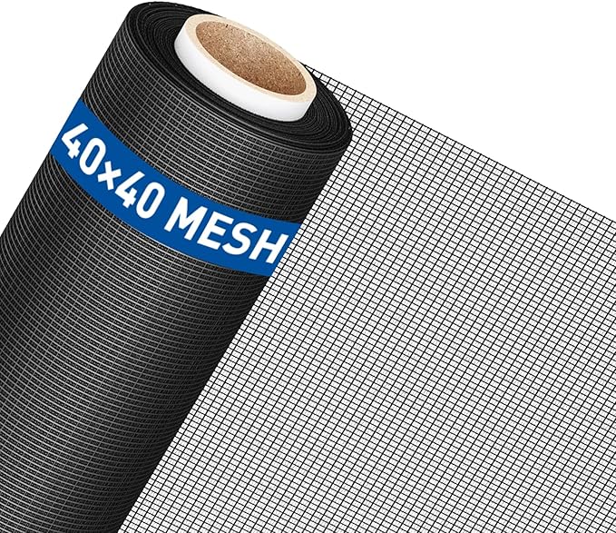 MAGZO Window Screen Replacement Mesh Roll, 37.4in × 16.4ft 40x40 Mesh for Porch Doors Repair Kit, Ultra Heavy Duty Woven for Garden, Patio DIY Projects