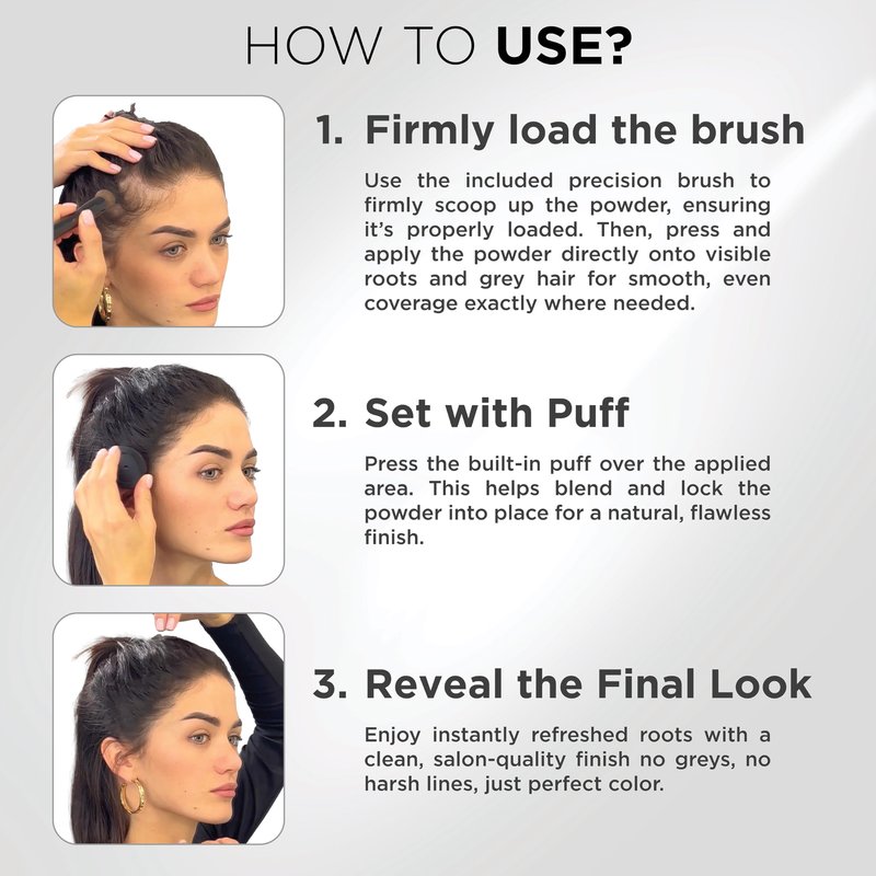 THICK FIBER Root Touch Up Powder - Water & Sweat Resistant Hair Loss Concealer Set for Thinning Hair Women, Includes Brush (Black)