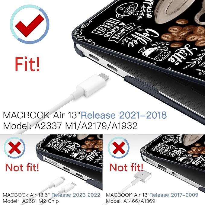 MEEgoodo MacBook Air 13 inch Case 2021 2020 2019 2018 Released A2337 M1 A2179 A1932 Touch ID, Plastic Hard Shell & Keyboard Cover Compatible MacBook Air Case 13.3, Coffee (A2337/A2179/A1932)