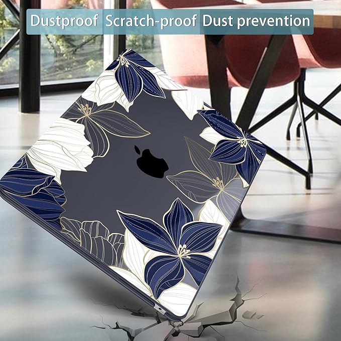 Mektron for 2026 MacBook Air 13-inch M5 Laptop Case A3449 with 13.6-inch Liquid Retina Display Fits 2025 A3240 M4 2024 A3113 M3 2023 A2681 M2 Printed Hard Shell for MacBook Air 13.6", Gold line Lily