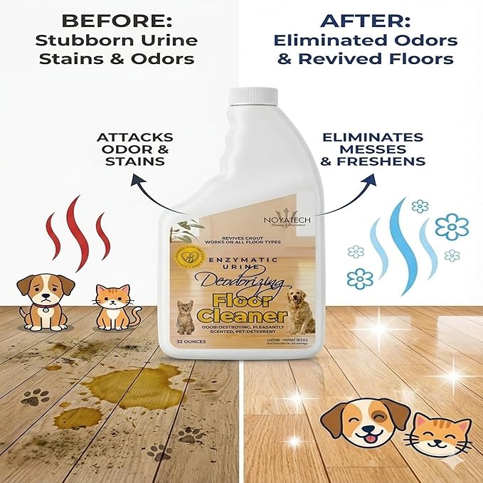 Pet Floor Cleaner â Enzyme-Powered Degreaser for Urine, Odor & Grime | Safe for Tile, Vinyl, Grout & Hardwood | Residue-Free & Pet Safe