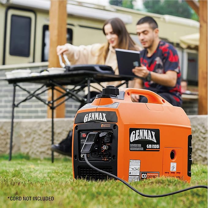 GENMAX Portable Generator，1200W Ultra-Quiet Gas Engine, EPA Compliant, Eco-Mode Feature, Ultra Lightweight for Backup Home Use & Camping (GM1200i)