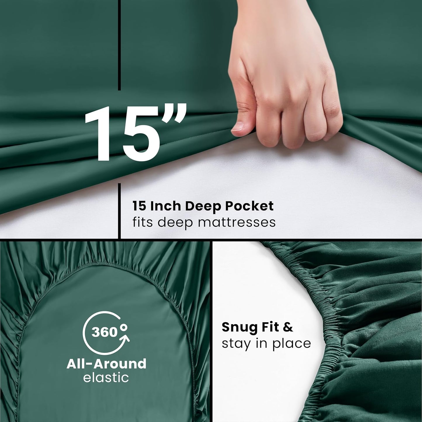 Utopia Bedding Twin Fitted Sheet - Deep Pocket Soft Microfiber - Fade Resistant & Easy Care | Emerald