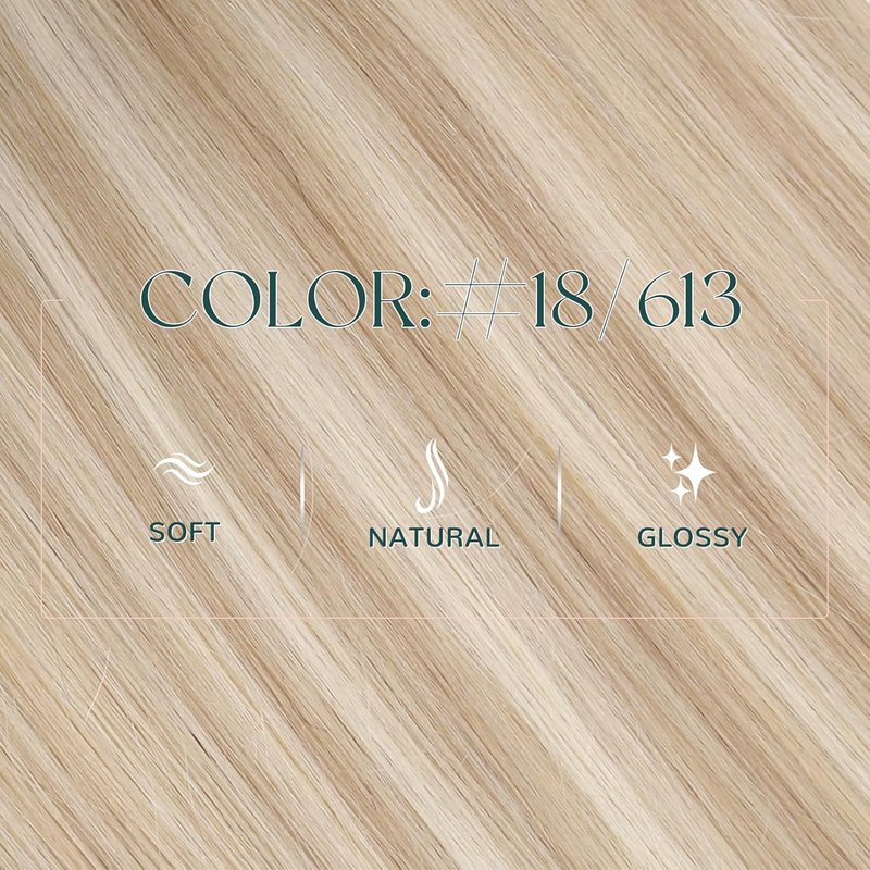 Human Hair Weft Extensions - Seamless Ash Blonde Highlights | 14 Inch, 70G Smooth Texture