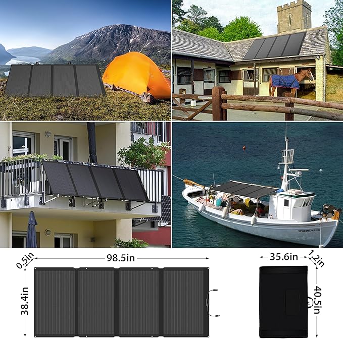 Voominhtec 400W 42V ETFE Portable Solar Panel, IP68 Waterproof Foldable 24% High Conversion, Ultra-Light Solar Charger for Power Station RV Camping Off Grid