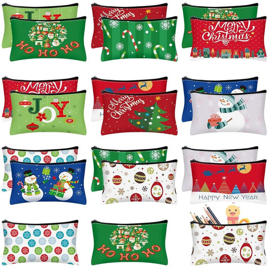 Christmas Makeup Bags - 20 Pcs Cosmetic Pouch Set for Women | Holiday Travel Toiletry Organizer with Xmas Themes