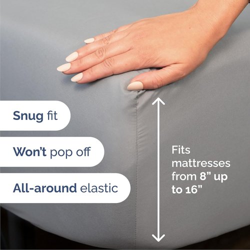 Cal King Size Sheet Set by Oeko-Tex | 4-Piece Cooling & Breathable Bedding - Soft, Wrinkle-Free Steel Blue