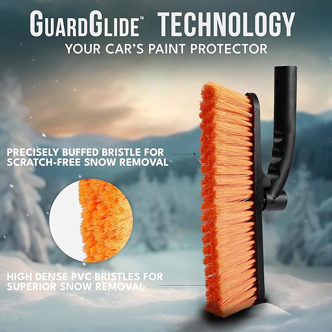 EcoNour 27" 3 in 1 Snow Brush with ice Scraper for car Windshield and Window | 360Â° Aluminum Rotatable Snow Brush for car | Winter Snow Removal Tools with Detachable Foam Grip | Winter Car Accessories