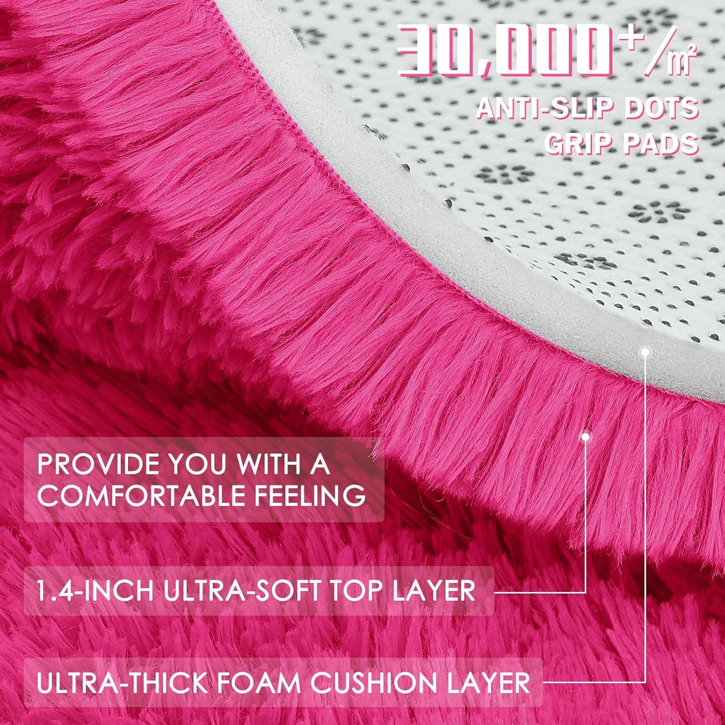 OLANLY Soft Fluffy 2x6 Machine Washable Runner Rug - Perfect for Hallways & Bedrooms | Hot Pink Aesthetic