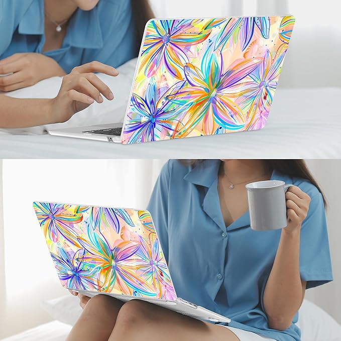Mektron for 2026 MacBook Air 13-inch M5 Laptop Case A3449 with 13.6-inch Liquid Retina Display Fits 2025 A3240 M4 2024 A3113 M3 2023 A2681 M2 Printed Shell for MacBook Air 13.6", Watercolor FlowerC328
