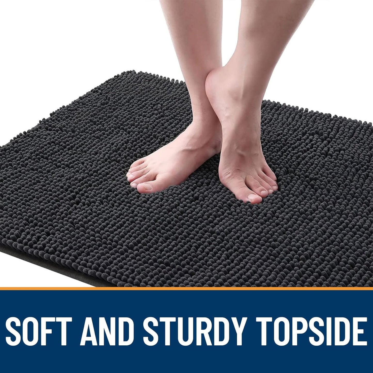 OLANLY Dog Door Mat - Absorbent Non-Slip Chenille for Muddy Paws | 24x16 Dark Grey Indoor Entryway Carpet