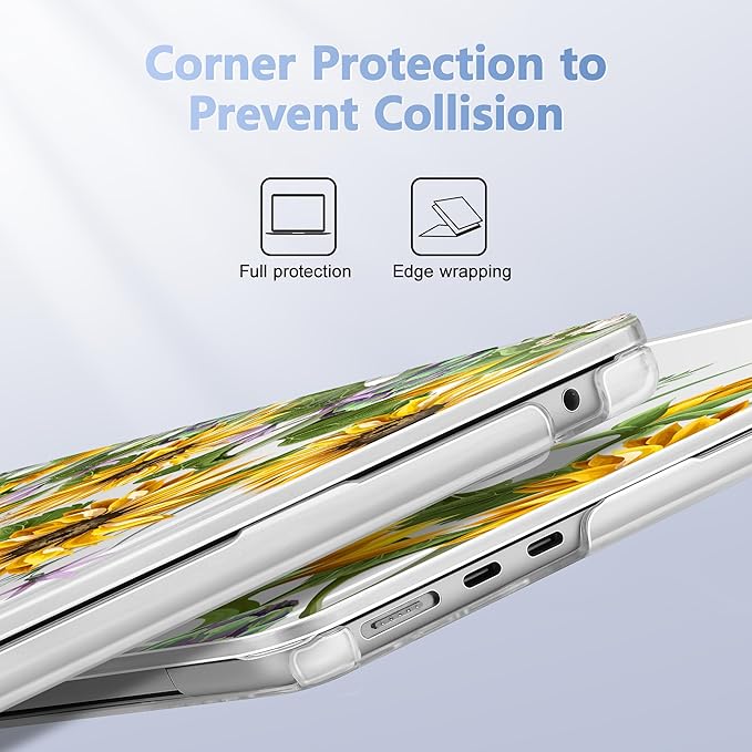 Lepeoac Case for 2026/2025/2024/2023 MacBook Air 15-inch Laptop Release M5 A3448 /M4 A3241 /M3 A3114 /M2 A2941, Stylish Protective Hard Shell Cover for MacBook Air 15.3 inch, Sunflowers