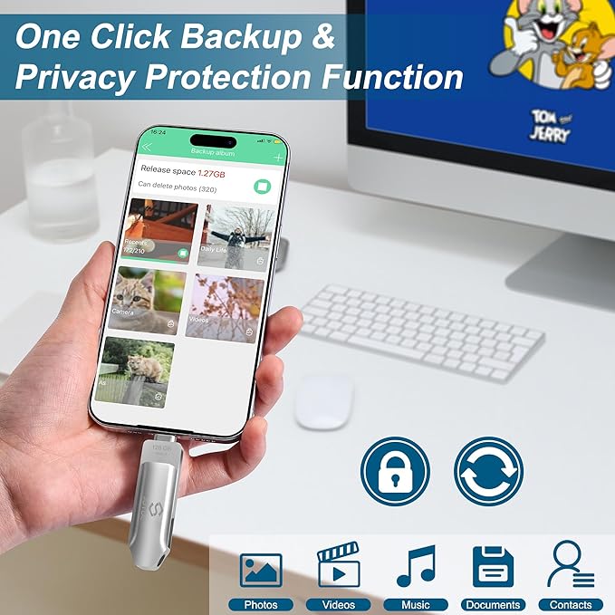 512GB Photo-Stick-iPhone-17/16/15-Flash-Drive iPhone USB C Memory Stick One-Click Backup Photos Videos & Contacts Secure-External-Storage-iPad-Photo-Backup-Thumb-Drive Android-Photo-Storage-Stick