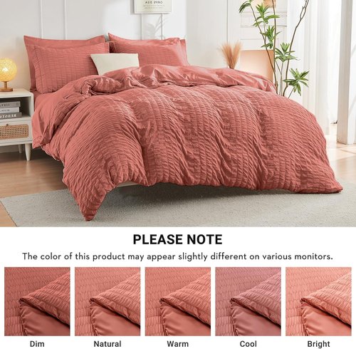 HYMOKEGE King Size Comforter Set - Luxury 7-Piece Seersucker Bedding Set for All Seasons | Includes Comforter, Sheets, Pillowcases & Shams