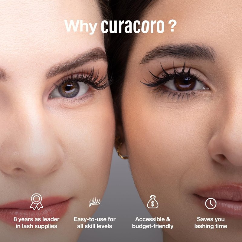 Curacoro Camellia Promade Fans - Handmade Volume Promade Eyelashes Fans 5D to 10D, C CC D Curl, Thickness 0.03~0.07mm, 7-14mm Mix Lengths, Professional Long-Lasting Promade Lash Fans