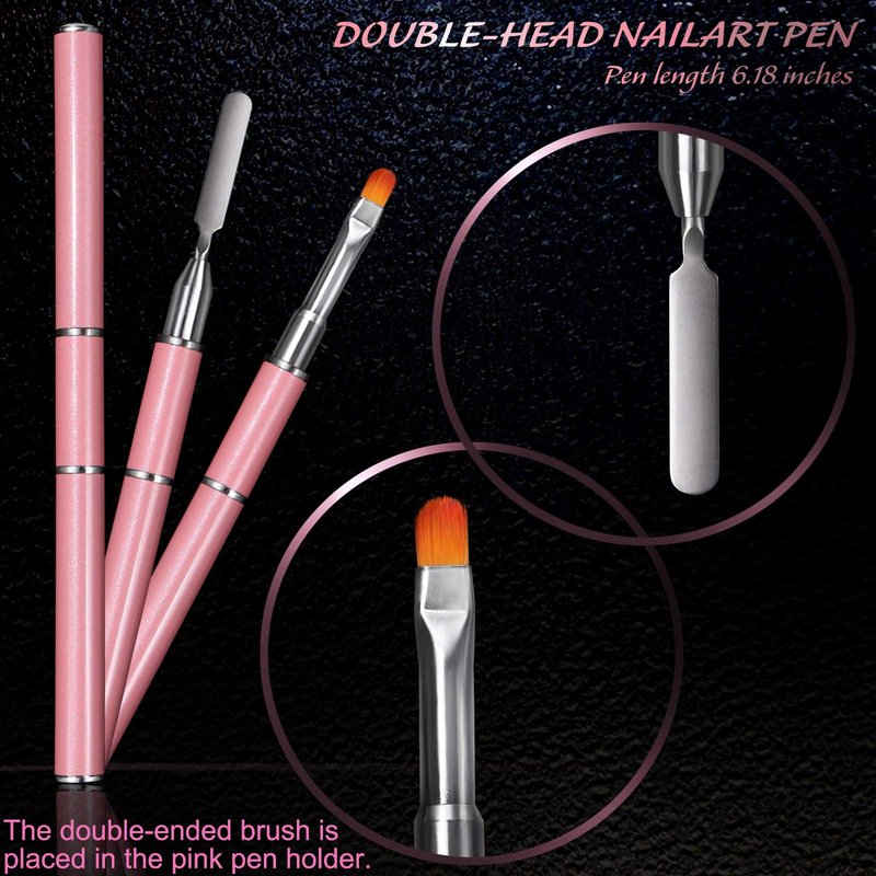 MIKIMIQI Dual Nail Forms Set Poly Gel Quick Building Nail Kit, 120Pcs Stiletto Gel Nail Molds with 10Pcs Acrylic Nail Tips Clips 1Pc Dual-Ended Poly Extension Gel Brush Nail File for Polygel Extension