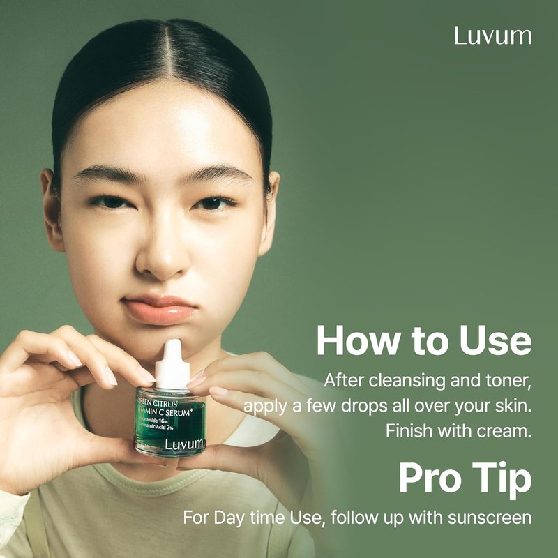 LUVUM Green Citrus Vitamin C Serum - 16% Niacinamide, 7x Vitamin C, 1.01 fl. oz