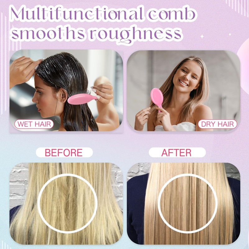 Yoande 36 Packs Mini Detangling Hairbrush Squirt Detangler combs Toddler Soft Bristle Travel Hairbrush Women Girl (Pink)