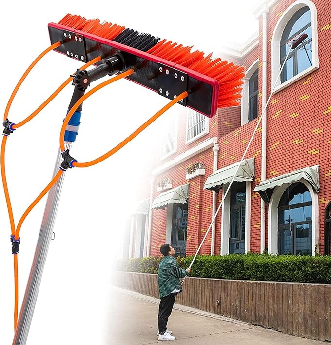 Glass Cleaning Brush Home Water Fed Telescopic Pole Kit Solar Panel Brush Rotating for Photovoltaic Panelï¼12m Telescopic Window Cleaning Pole Kit with Steel Buckle Fixing Easy Installation I