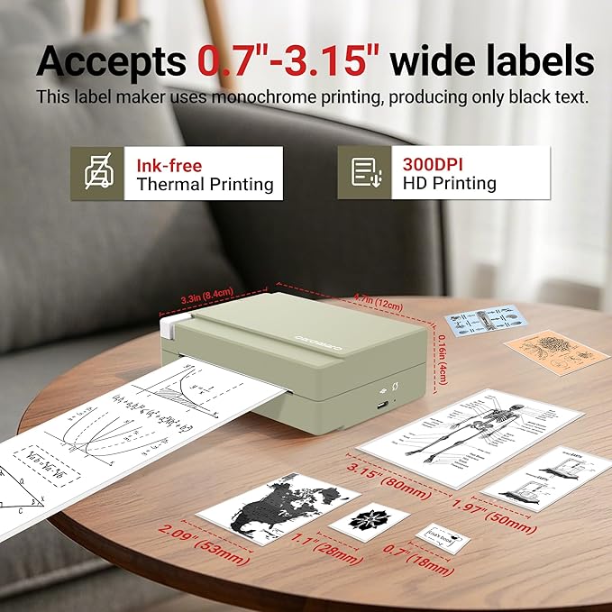ORGBRO Sticker Printer Machine, X3 Mini Printer Print Pods Portable Thermal Inkless Sticker Maker, 2-3 Inch 300 DPI Bluetooth Pocket Printers for Smartphones, Notes, Journal, Photos, DIY, Kids Gift
