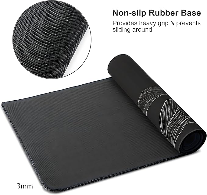 Black and White Mountain Large Mouse Pad,Gaming Keyboard Desk Pad,Extended Mouse Mat Non-Slip Rubber Base with Stitched Edges for Office Game Home XL 31.5"x11.8"