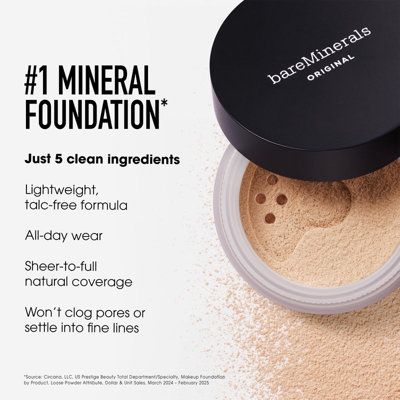 bareMinerals Deluxe Original Loose Mineral Foundation SPF 15 - Holiday Limited Edition Size $88 value – Golden Beige, Vegan, Cruelty-Free & Dermatologist-Tested