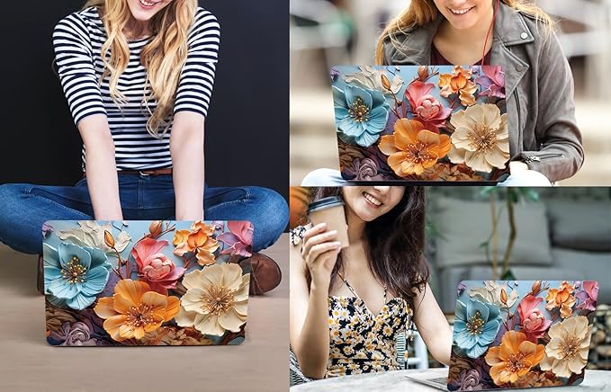 CISSOOK Compatible with MacBook Pro 14 inch Case 2026 2025 2024 2023 2022 2021 Release M5 M4 M3 M2 M1 Chip, Floral Hard Shell Case + Keyboard Cover Screen Protecor, Silk Flowers