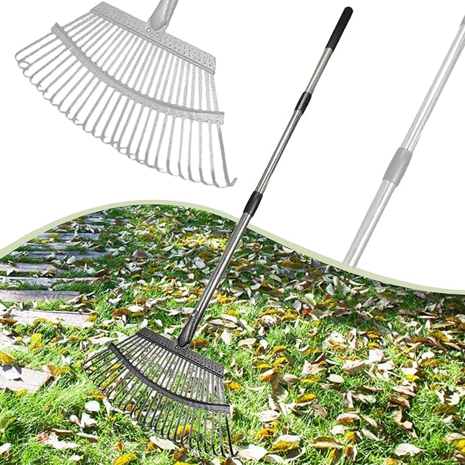 Garden Leaf Rake Fallen Leaves Collector Non Slip Chicken Coop Rake Lawn Tool for Roof Debris Grass Clippings Flower Bed Lawn
