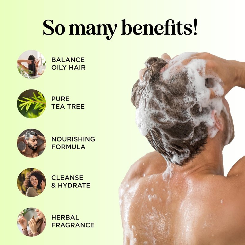 Tea Tree Shampoo and Conditioner Set - Sulfate Free Clarifying Shampoo and Conditioner for Oily Hair & Scalp Care with Cleansing Tea Tree Oil - Complete Oily and Dry Scalp Treatment for Build Up