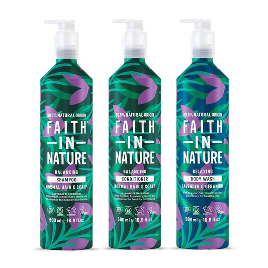 Faith In Nature Natural Shampoo, Conditioner & Body Wash Set Aluminium Bottles - Vegan & Cruelty Free, No SLS or Parabens - 3 x 16.9 fl oz, Grapefruit & Orange