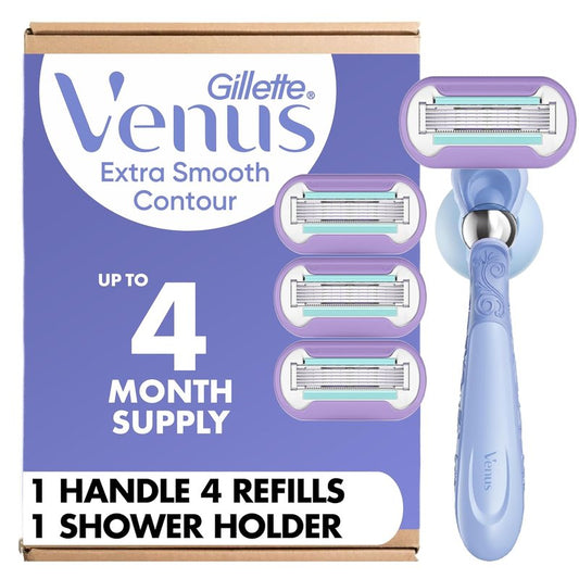 Gillette Venus Extra Smooth Women's Razor - 5-Blade Refill & Flexiball Handle | Includes Shower Holder