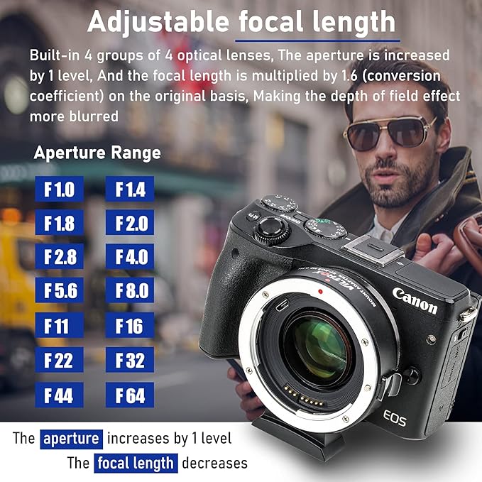 VILTROX EF-EOS M2 Lens Adapter Reducer Speed Booster 0.71x Auto Focus EF to EFM Lens Mount Adapter Compatible with Canon EF Lens to EF-M Mount Mirrorless Camera EOS M M2 M3 M5 M6 M10 M50 M100