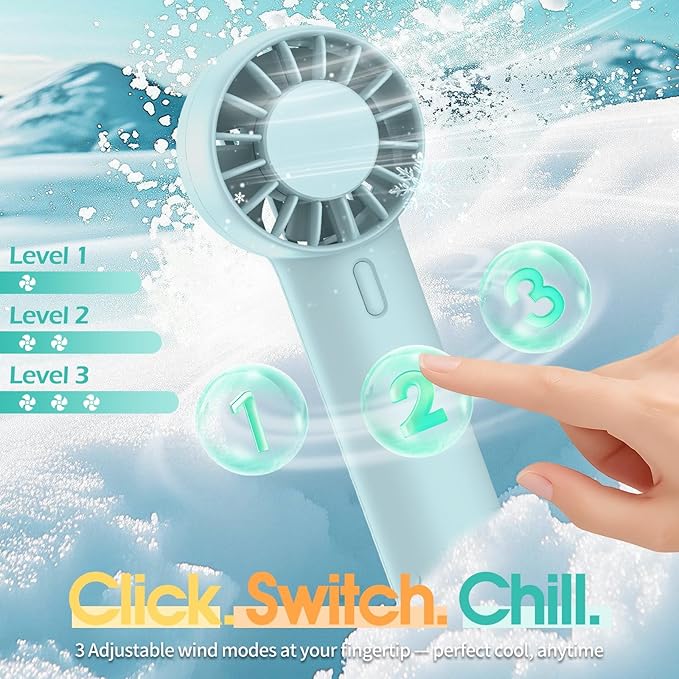 Mizong Mini Fan Portable Fan USB Rechargeable Handheld Fan with 3 Speed Wind Pocket Personal Cooling Fan for Desktop Travel Outdoor Vacation Concert Makeup Use