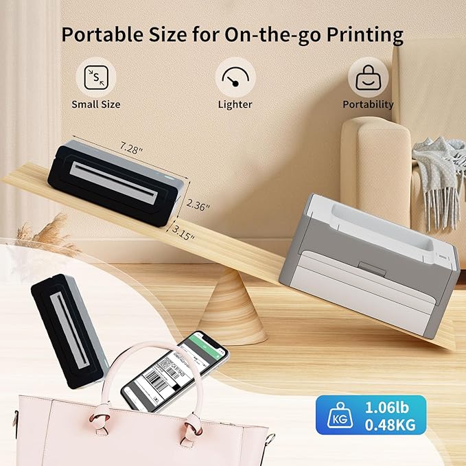 Gloryang Bluetooth Thermal Shipping Label Printer, 4X6 Inkless Label Machine for iOS, Android, Laptop, Wireless Printer for Small Business, Compatible with Amazon, UPS, Shopify, Black