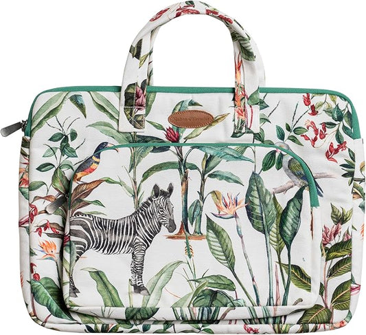 Maison d'Hermine Laptop Bag with Pocket Upto 15.5 inch Stain and Water Repellent Cotton Canvas Spring Summer (Wild)
